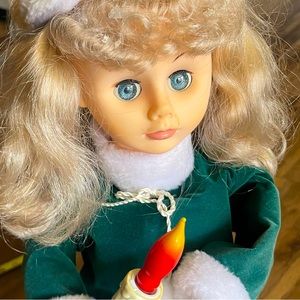 Christmas Traditions Vintage 90s Doll Animated Light Caroler Motionette 24"